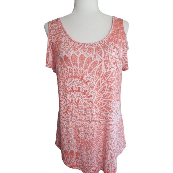 JM Collection Short Sleeve Cold Shoulder Tunic Size Small - Picture 6 of 6